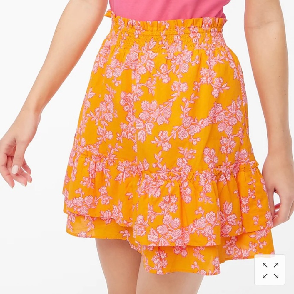 NWT J .Crew Factory Ruffle mini skirt / SMALL / BIRD OF PARADISE PINK